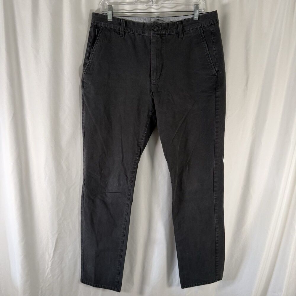 Bonobos Pants Men's 33x34 Grey Flat Front Slim Fit Slit Pocket Zip Pock Cotton